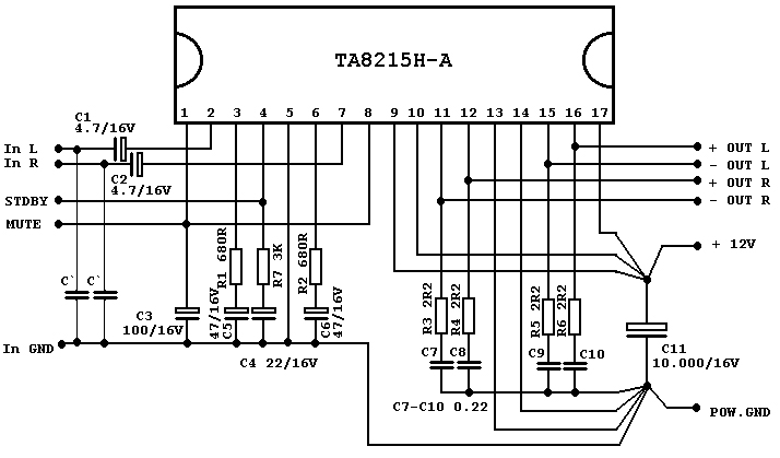 ta8215h схема усилителя