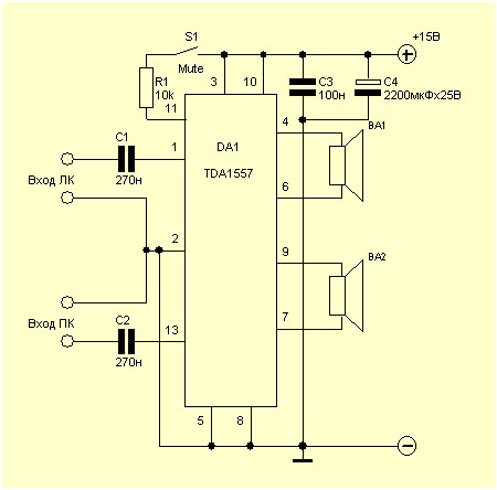 Схема включения tda1557q